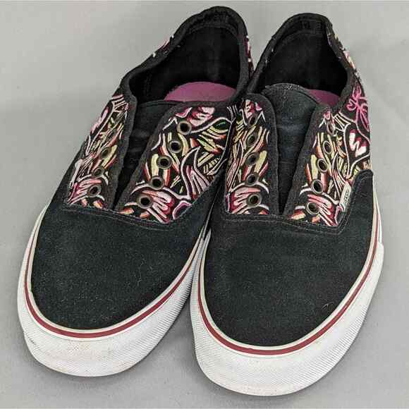 Violet Hibiscus Flower Hawaiian Print Men's Slip On Sneakers